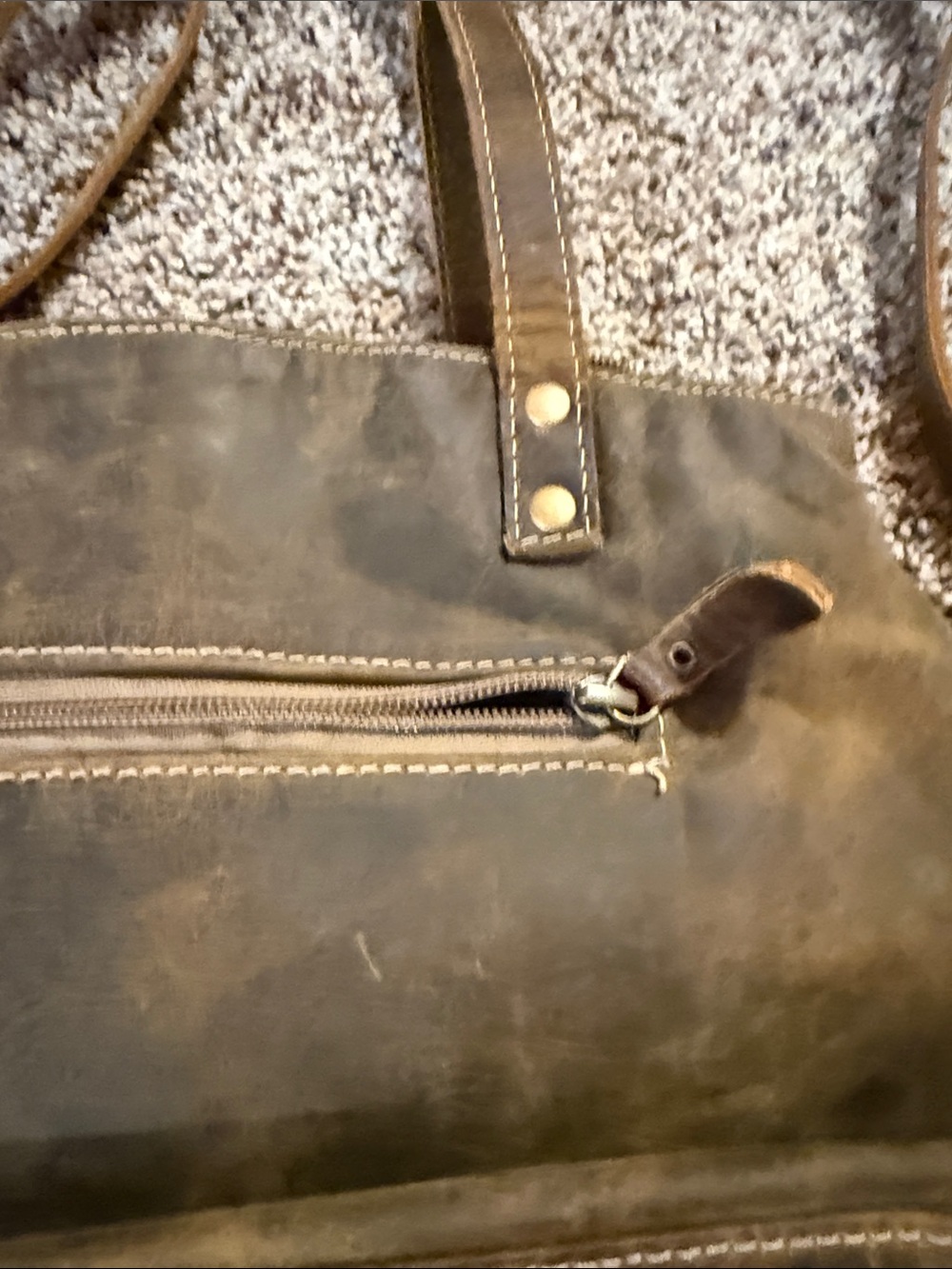 Myra Bag Distressed Brown Multi-Pocket Shoulder Tote - Picture 8 of 13